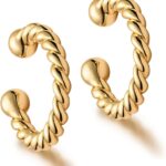 MYEARS Women Ear Cuff Earring Gold Non Pierced Ear Cartilage Clip on Wrap Hoop 14K Gold Filled Tiny Boho Beach Simple Minimalist Delicate Handmade Hypoallergenic Jewelry Gift-Sold as Single/Pair