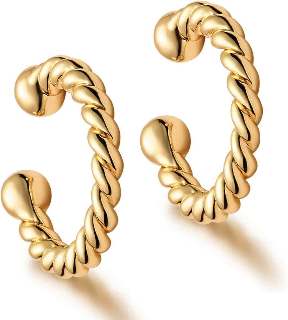 MYEARS Women Ear Cuff Earring Gold Non Pierced Ear Cartilage Clip on Wrap Hoop 14K Gold Filled Tiny Boho Beach Simple Minimalist Delicate Handmade Hypoallergenic Jewelry Gift-Sold as Single/Pair