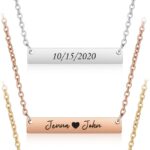 Personalized bar necklace for women, custom engraved stainless steel name plate necklace gift gold, silver and rose gold for mothers day, coordinates, dates, roman numeral, friendship, christmas