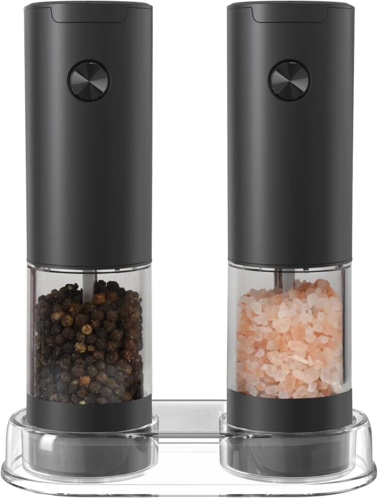 Automatic Electric Salt and Pepper Grinder Set with Adjustable Coarseness, 95ml Capacity, Battery Operated Spice Grinder, Perfect Kitchen Gadget Gift and Housewarming Gift