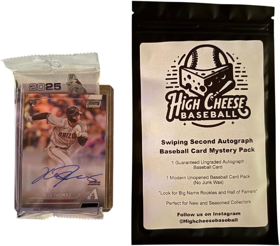 High Cheese Baseball Swiping Second Autograph Baseball Card Mystery Pack. 1 Autograph Card, 1 Modern Pack