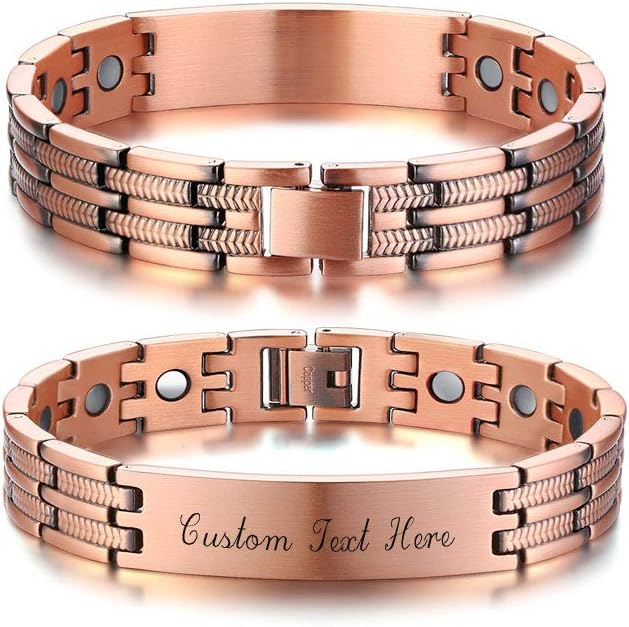 VNOX Custom Personalized Pure Copper Magnetic Therapy Adjustable Bracelet Engraved DAD Jewelry Thanksgiving for Men DAD Father