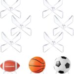 6Pcs Acrylic Ball Stand for Display, Clear Basketball Stand, Storage Holder for Football Basketball Soccer Volleyball Rugby, Trophy Autograph Memorabilia Display Cases