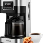 SHARDOR 10-Cup Programmable Coffee Maker, Regular & Strong Brew Drip Coffee Machine for Home and Office, Auto Shut Off, Permanent Filter, Silver
