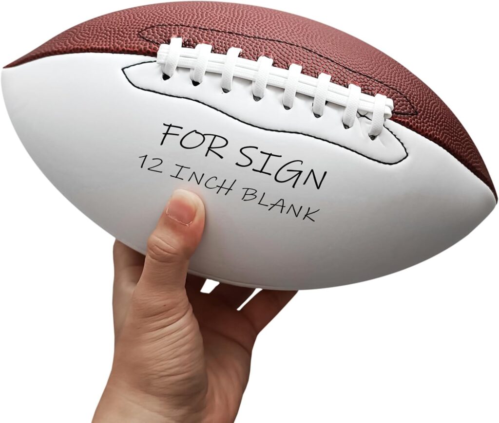 Full Size 12 Inch Autograph American Football with 2 White Panels Customized Trophy for Rugby Game Graduation Signing