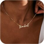 XINLING Personalized Tiny Name Necklace Custom Bridesmaid Wedding Gifts 18K Gold Plated Dainty Necklace Personalized Jewelry Gifts for Women on Birthday Christmas