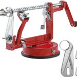 Apple Peeler Corer, Long lasting Chrome Cast Magnesium Alloy Apple Peeler Slicer Corer with Stainless Steel Blades and Powerful Suction Base for Apples and Potato(Red)
