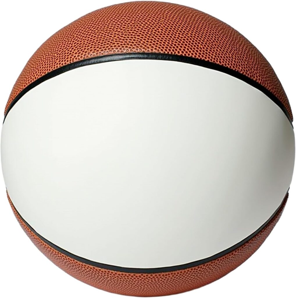 Autograph Blank Basketball with One Large White and 6 Brown Panels