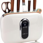 Charmline Smart Cutting Board and Knife Set with Holder, Double Cleaning and Drying Function, Space Saving Smart Home Gadgets, Keeping Kitchen Clean and Tidy, Brown