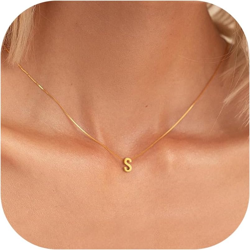 Initial Necklaces for Women – Dainty 18K Gold Plated Initial Necklace Tiny A-Z Pendant Name Necklace Trendy Letter Necklace Gold Jewelry for Women Gifts