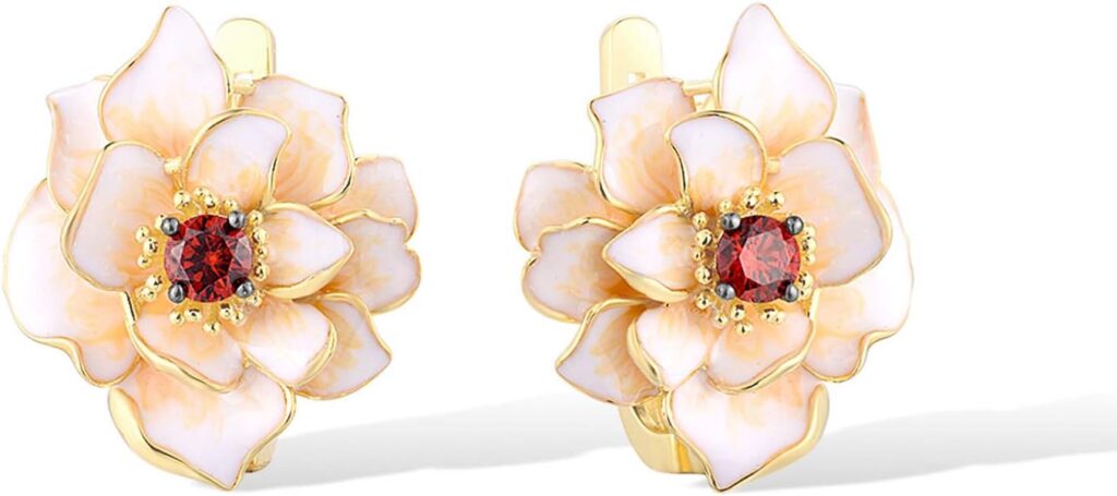 Santuzza Sterling Silver Gemstone Enamel Flower Earrings