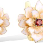 Santuzza Sterling Silver Gemstone Enamel Flower Earrings