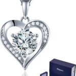 Moissanite Necklace for Women 1.0ct D Color, Sterling Silver Heart Necklace, Anniversary Gifts for Women, Making It A Perfect Gift for Your Wife, Girlfriend Mom