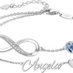 Personalized Bracelet Infinity Heart Birthstone Name Bracelet 925 Sterling Silver Adjustable Mother’s Day Gift Anniversary Birthday Jewelry for Grandma Girlfriend Custom Jewelry With Name