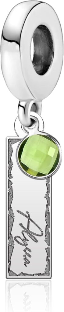 CharmSStory Personalized Birthstone Customized Name Bar Charms for Pandora Bracelets Dangle Birthday Christmas Charm Beads for Women s