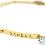 MignonandMignon Custom Name Bracelet with Birthstone Personalized Engraved Jewelry for Women, Mom, Sister, Friendship Matching, Birthday Gift for Her – 2BR-BS