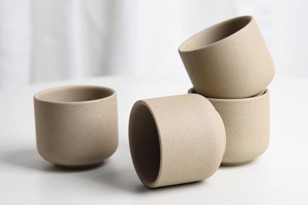 Ceramic teacups set of 4,No Handle Chinese KungFu Tea cups,3.5oz Teacups Japanese Teacup Set,Ceramic Tea Cup,4Pcs