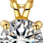 MomentWish Moissanite Solitaire Pendant Necklaces for Women Sterling Silver 0.3/0.5/1/2-Carat D Color VVS1 Clarity Mossanite Jewelry for Women