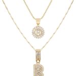 14K Gold Plated Alphabet Necklace Cubic Zirconia Letter Pendant, Personalized Name Jewelry Gift for Women, Customizable A-Z, Birthday/Mothers Day Gifts for Womens