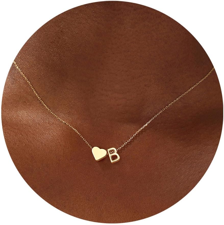 Turandoss Heart Initial Necklace for Women Teen Girls – 18K Gold Plated Letter A-Z Pendant Necklace Dainty Heart Necklaces Tiny Initial Necklaces Birthday Gifts for Women Jewelry
