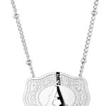 Rhodium-Plated Initial Letter Pendant Necklace with Embossed Belt Buckle, Western Cowgirl Initial Necklace for Women, Buy 1 Get 2 Chains, Personalized Jewelry Gift for Women and Men