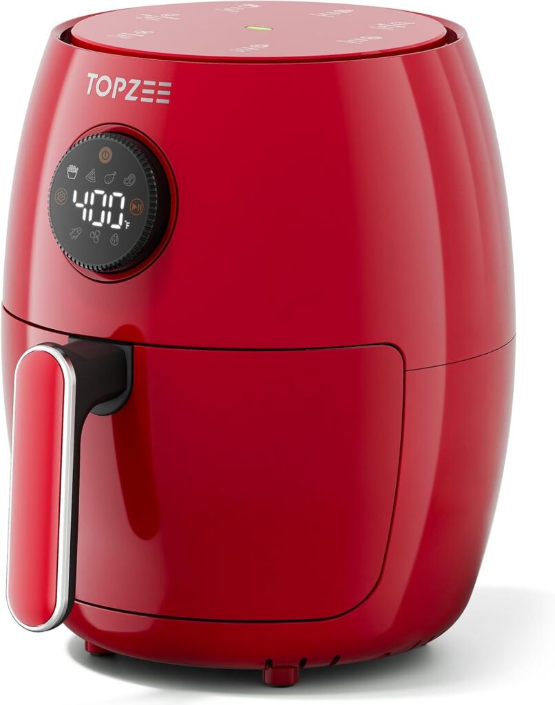 Small Compact Air Fryer, 2.1QT, 4-in-1 Small Mini Airfryer, Bake, Roast, Reheat, 98% Less Oil, Adjustable Temperature Control w/ 60min Timer, Quiet, Nonstick & Dishwasher Safe Basket, BPA-Free, Red