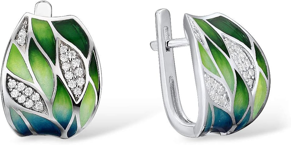 Santuzza 925 Sterling Silver Enamel Pattern Dangle Earrings