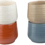 Sango 17.5 oz Stoneware Coffee Mugs Set of 4, Rustic Ceramic Mug with Speckled Reactive Glaze, Large Pottery Drinkware for Coffee or Tea, Dishwasher & Microwave Safe Mugs, Siterra Painter’s Palette