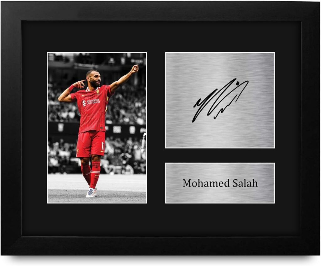 HWC Trading USL Framed Mohamed Mo Salah Gifts Printed Signed Autograph Picture for Soccer Fans and Supporters – US Letter Size