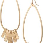 Handmade Boho Hammered Teardrop Earrings Jewelry with 5 Bars for Women