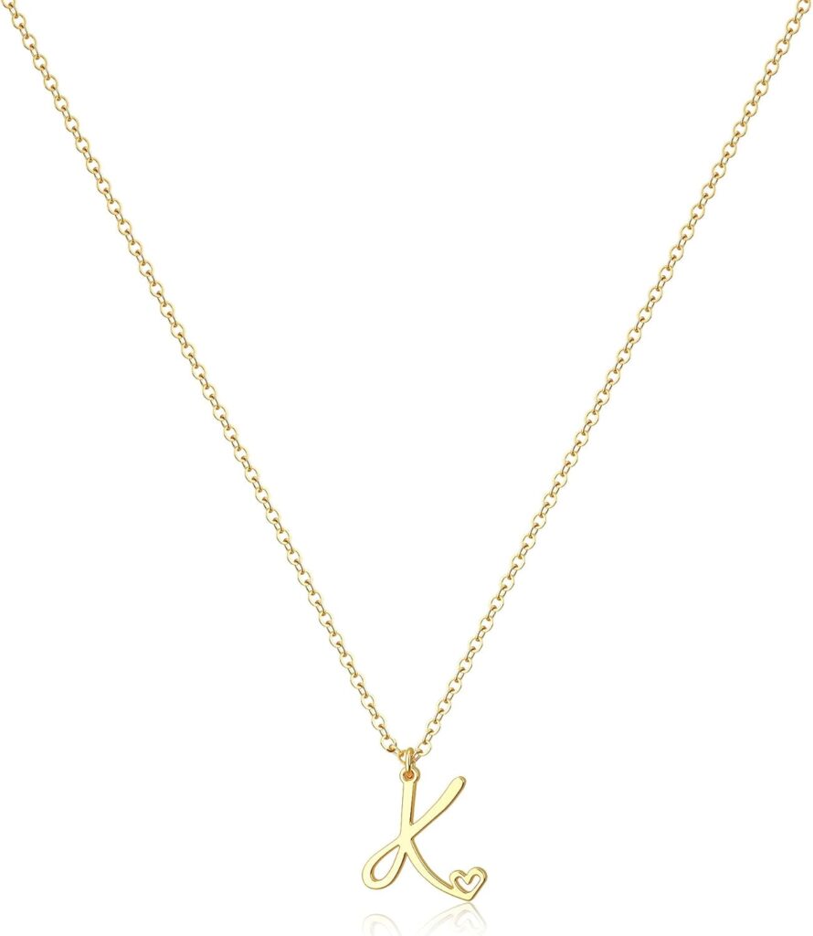 Tewiky Initial Necklace for Women-14k Gold Plated Dainty Letter Necklaces Trendy Cute Custom Personalized Monogram