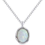 Opal Silver Necklace for Women Oval Pendant Handmade Necklace Opal Jewelry for Women