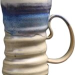 17oz Large Unique Cool Tall Handmade Ceramic Coffee Mug with Comfortable Big handle,Rustic Lead-free pottery mugs handmade, Artisanal stoneware coffee mugs, Big Pottery Tea Mug, Microwave safe