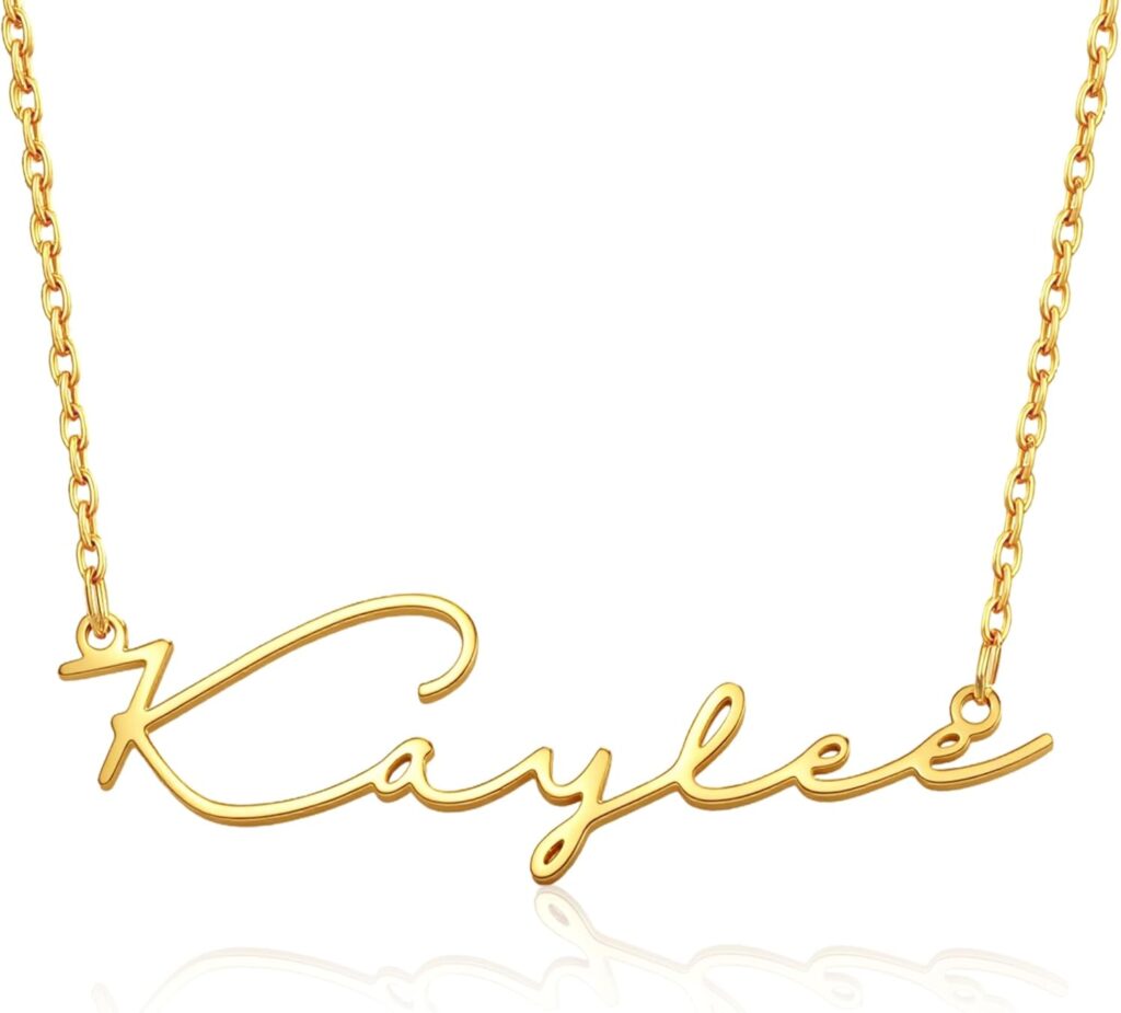Yofair Custom Name Necklace Personalized 18K Gold Plated Nameplate Pendant Gift for Women