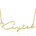 Yofair Custom Name Necklace Personalized 18K Gold Plated Nameplate Pendant Gift for Women