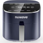 Nuwave Brio Plus 8 Qt Air Fryer, PFAS Free, New & Improved, Digital Touch Screen, Cool White Display, 50°F~400°F in Precise 5°, 5 Cook Functions, 100 Presets & 50 Memory, 3 Wattages 700, 1500, 1800