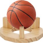 FINGERINSPIRE Wood Ball Holder 5.9×5.9×2 Inch Ball Stand Display Storage Detachable Wooden Sports Balls Organizer for Basketball Football Soccer Volleyball Home Gym Decor