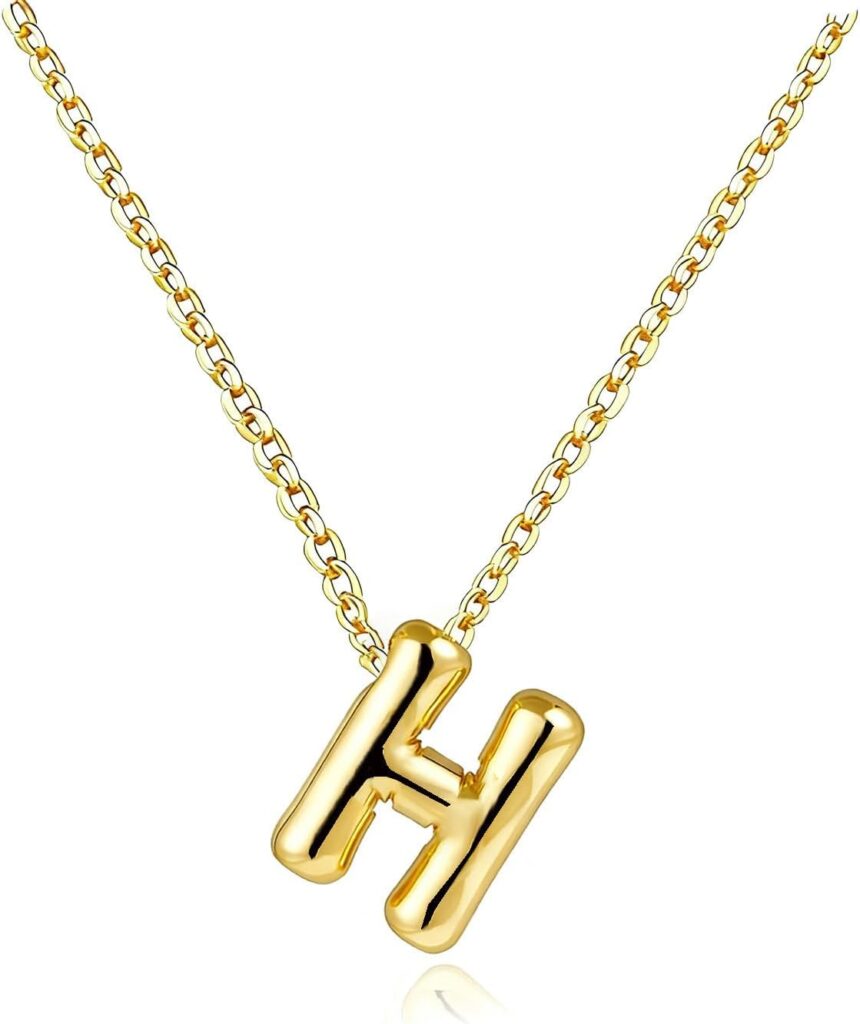 Gold Initial Necklaces for Teens Women, Teen Gifts Trendy Bubble Letter Pendant Necklace Jewelry Personalized Birthday Gifts for Teens Women