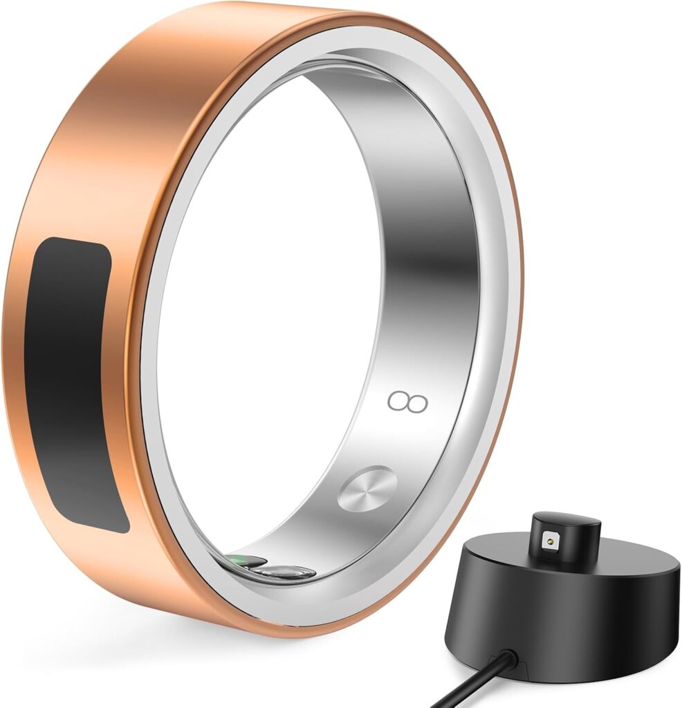 MUNBYN Smart Ring for Women and Men, Fitness Tracker with Sleep Tracking, Heart Rate, Blood Oxygen, Health Reports, Step Counter, 5ATM Waterproof, Compatible with iOS & Android, Rose Gold 8