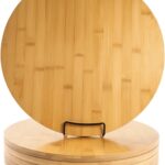 Set of 6, Bulk 15″ Round Bamboo Serving Trays – Thick Large Wood Blank Cheese Platters, Pizza Trays, Charcuterie Platters, Cutting Boards for Engraving, Resin Art, DIY Gifts, or Rustic Home Decor