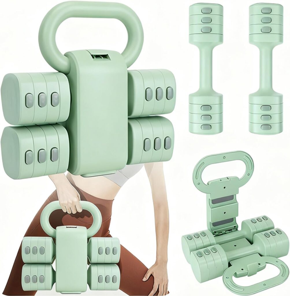 Adjustable Dumbbell Set of 2, 4 in 1 Free Weights Dumbbells Set for Women with Fast Adjustment, Each 2lb 3lb 4lb 5lb Hand Weights Set for Home Gym Exercise Training