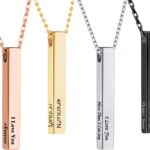 Personalized 4 Sided Vertical Bar Necklace Custom Text Engraved 3D Bar Pendant Stainless Steel Coordinate Jewelry for Couples