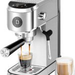 CASABREWS 5418 PLUS Espresso Machine 20 Bar, Compact Espresso Maker with Steam Milk Frother, Stainless Steel Coffee Machine with 34oz Detachable Water Tank for Cold Brew, Cappuccino, Silver
