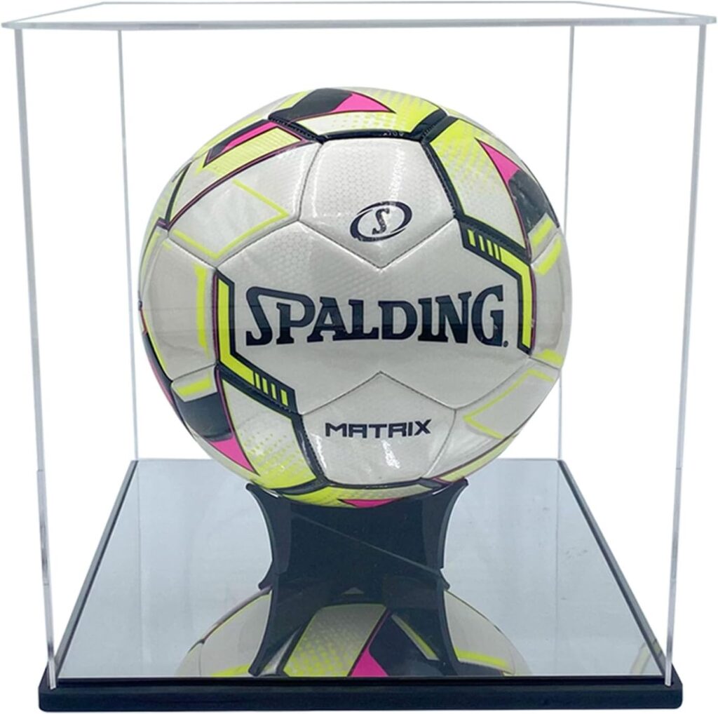 Soccer Ball Display Case,Self-Assembly Acrylic Display Case,Soccer Ball Display Boxes Full Size,Dustproof Protection Showcase for Volleyball Collectible Sports Memorabilia.