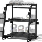 3-Tier Dumbbell Rack Stand Only – 700LB Heavy Duty Weight Storage Organizer with Thickened Steel Tube, Adjustable Weight Stand for Dumbbells, Barbells, Kettlebells, Black/Beige