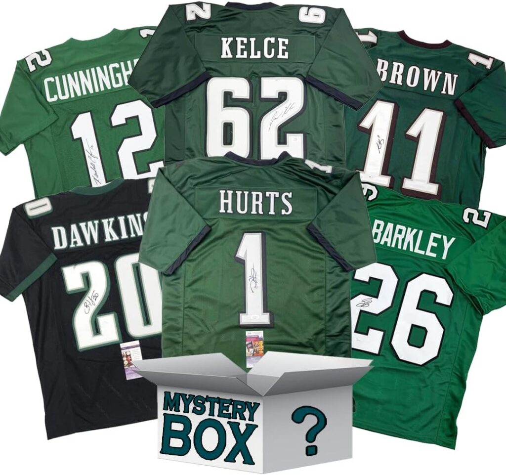 Autographed/Signed Philadelphia Football Jersey Mystery Box with PSA JSA or Beckett COA