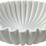 OAKOA Concrete Decorative Bowl – White Large Decorative Bowls for Home Decor – Coffee Table Bowl Decor – Scalloped Ruffle Centerpiece Bowl