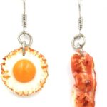 Polymer Clay Handmade Fried Bacon with Sunny Side up Egg Earrings