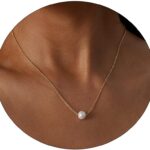 Pearl Necklace for Women 14K Gold Plated Handmade Freshwater Pearl Pendant Necklaces Everyday Jewelry