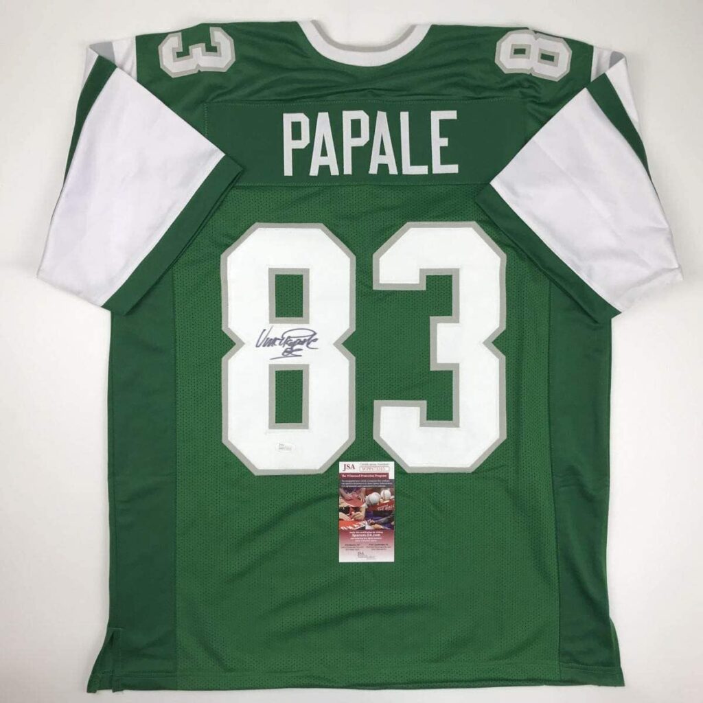 Autographed/Signed Vince Papale Philadelphia Green Football Jersey JSA COA
